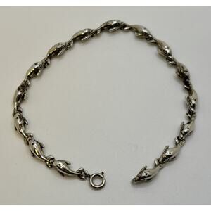 KABANA KBN 925 Sterling Silver Dolphin Link 9" Chain Bracelet 6.75mm